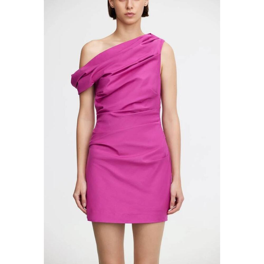 Acler Bepton Mini Dress in Electric Plum Pink 4 NEW Cocktail Luxe Wedding Guest
